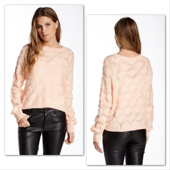 *LAST ONE* Peach Fuzzy Diamond Sweater - Picture 2 of 5